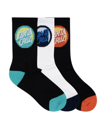 SANTA CRUZ BOLD SHADOW DOT CREW SOCK 4 PACK - BLACK/WHITE/GMARLE