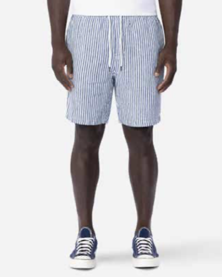 SILENT THEORY STRIPE LINEN SHORT - NAVY