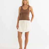 RHYTHM SUNSET SCOOP NECK KNIT TANK - CHOCOLATE