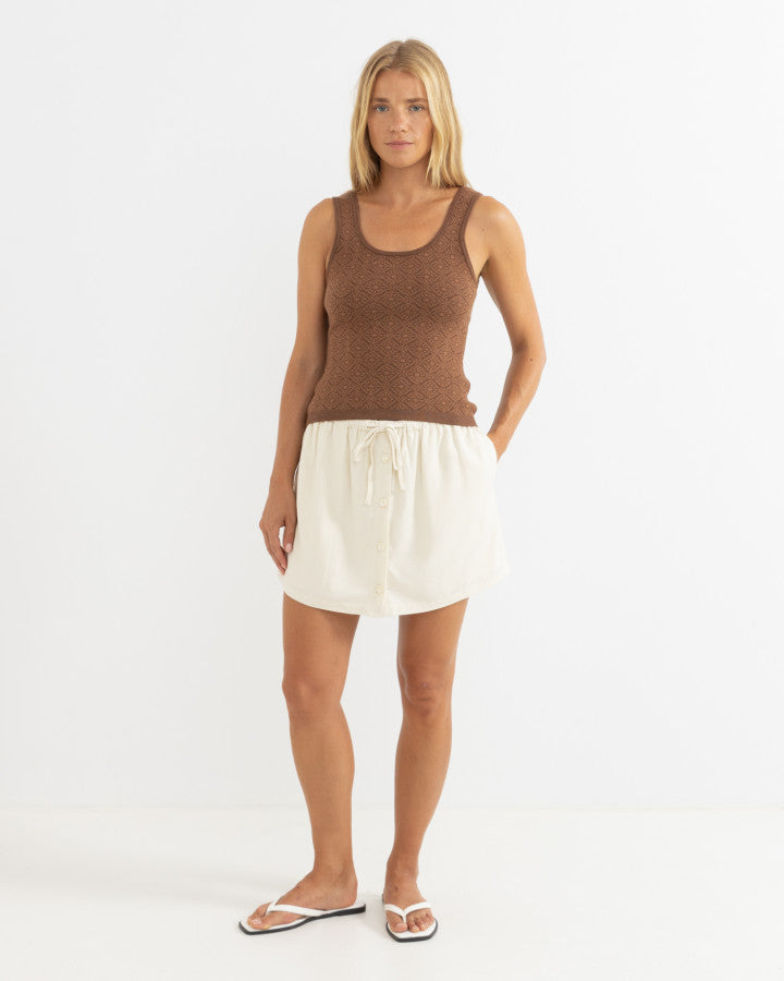 RHYTHM SUNSET SCOOP NECK KNIT TANK - CHOCOLATE