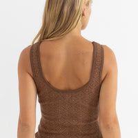RHYTHM SUNSET SCOOP NECK KNIT TANK - CHOCOLATE