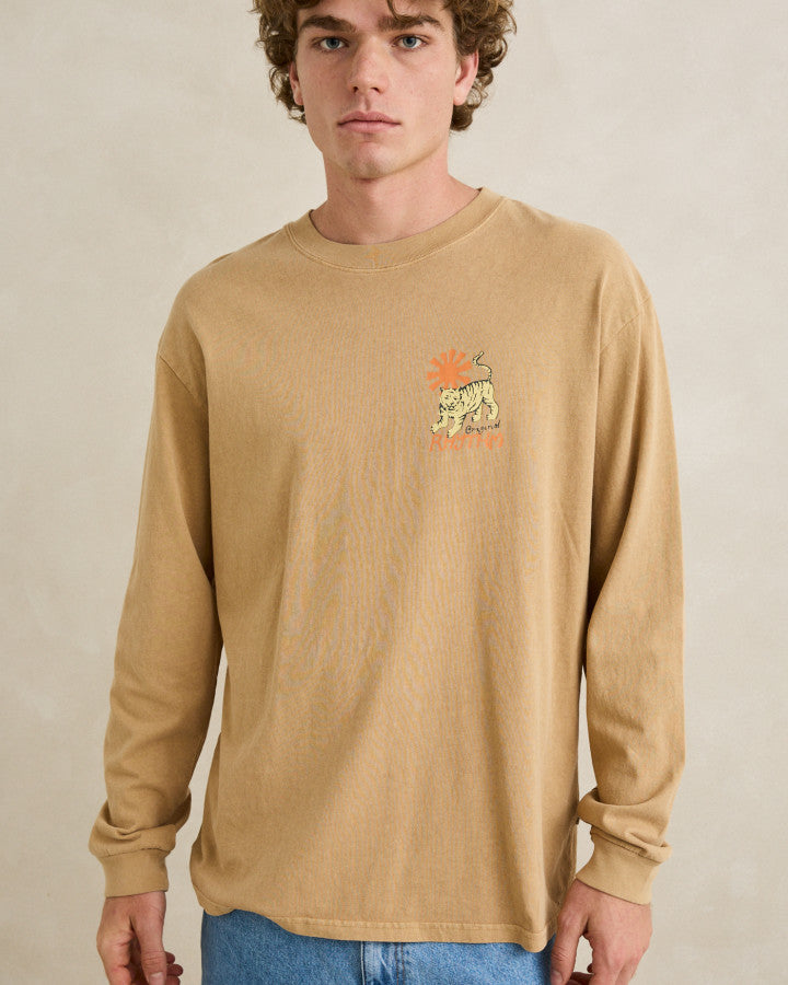 RHYTHM TIGER VINTAGE LONG SLEEVE T-SHIRT - SAND