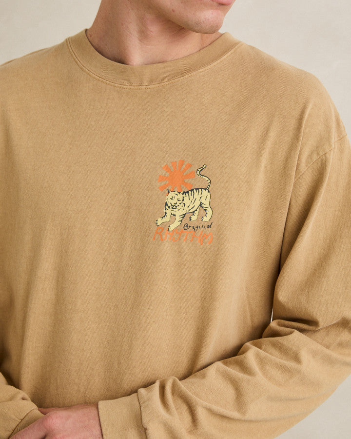 RHYTHM TIGER VINTAGE LONG SLEEVE T-SHIRT - SAND