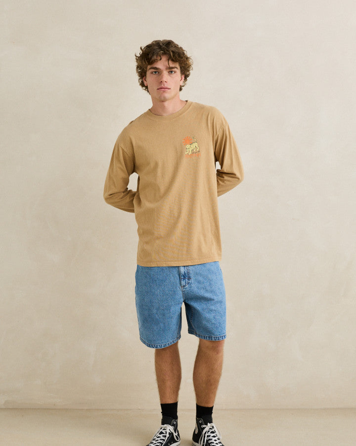 RHYTHM TIGER VINTAGE LONG SLEEVE T-SHIRT - SAND