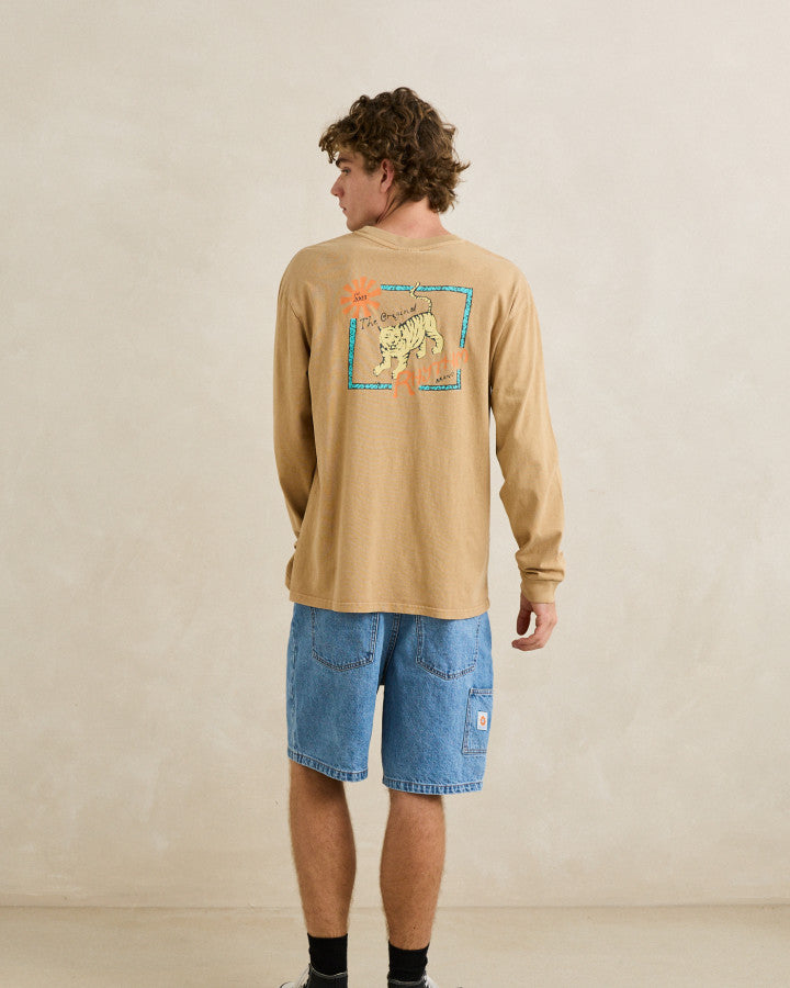 RHYTHM TIGER VINTAGE LONG SLEEVE T-SHIRT - SAND