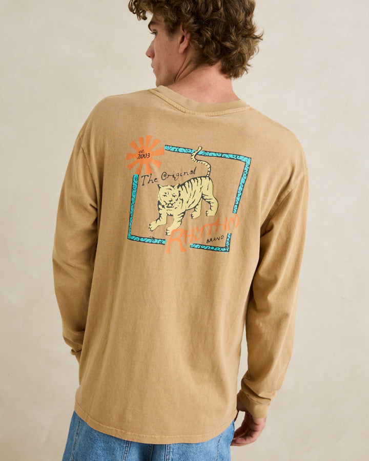 RHYTHM TIGER VINTAGE LONG SLEEVE T-SHIRT - SAND