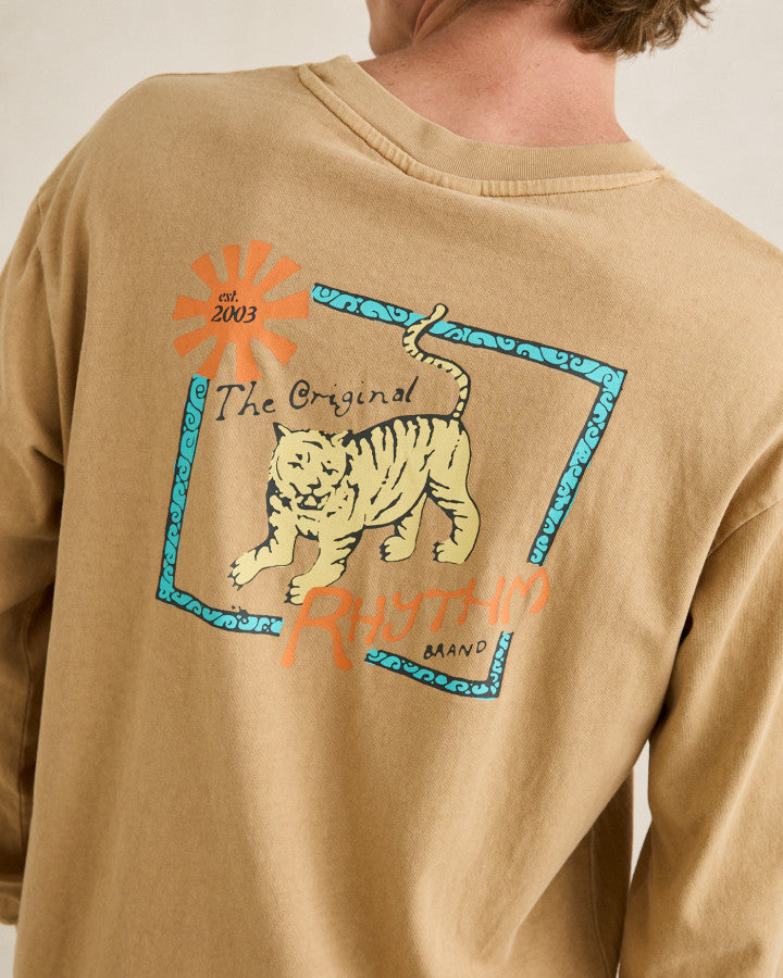 RHYTHM TIGER VINTAGE LONG SLEEVE T-SHIRT - SAND