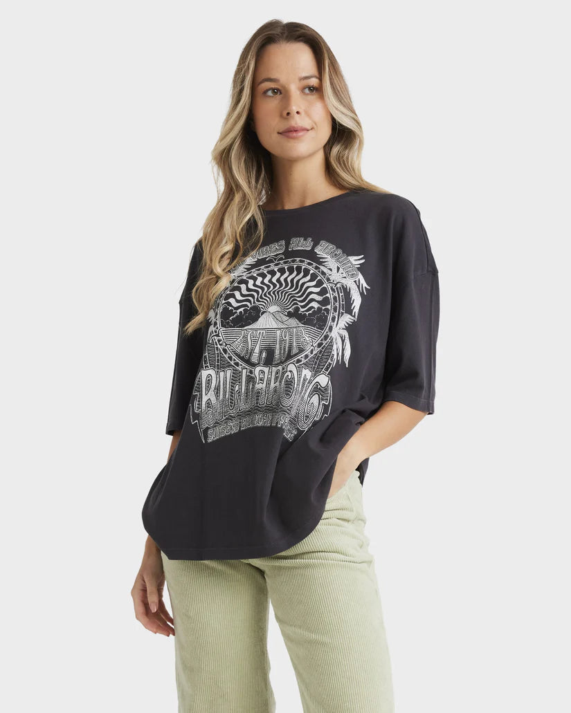 BILLABONG WOMENS PALM CLASSICS T-SHIRT - OFF BLACK