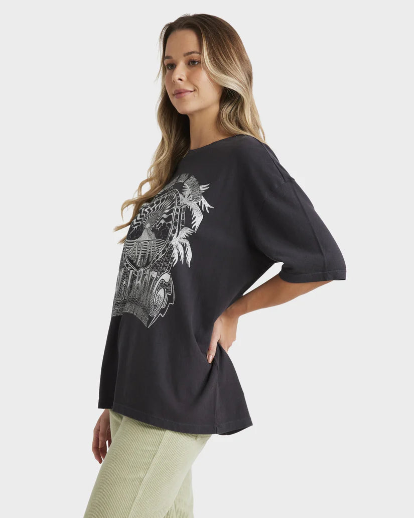 BILLABONG WOMENS PALM CLASSICS T-SHIRT - OFF BLACK