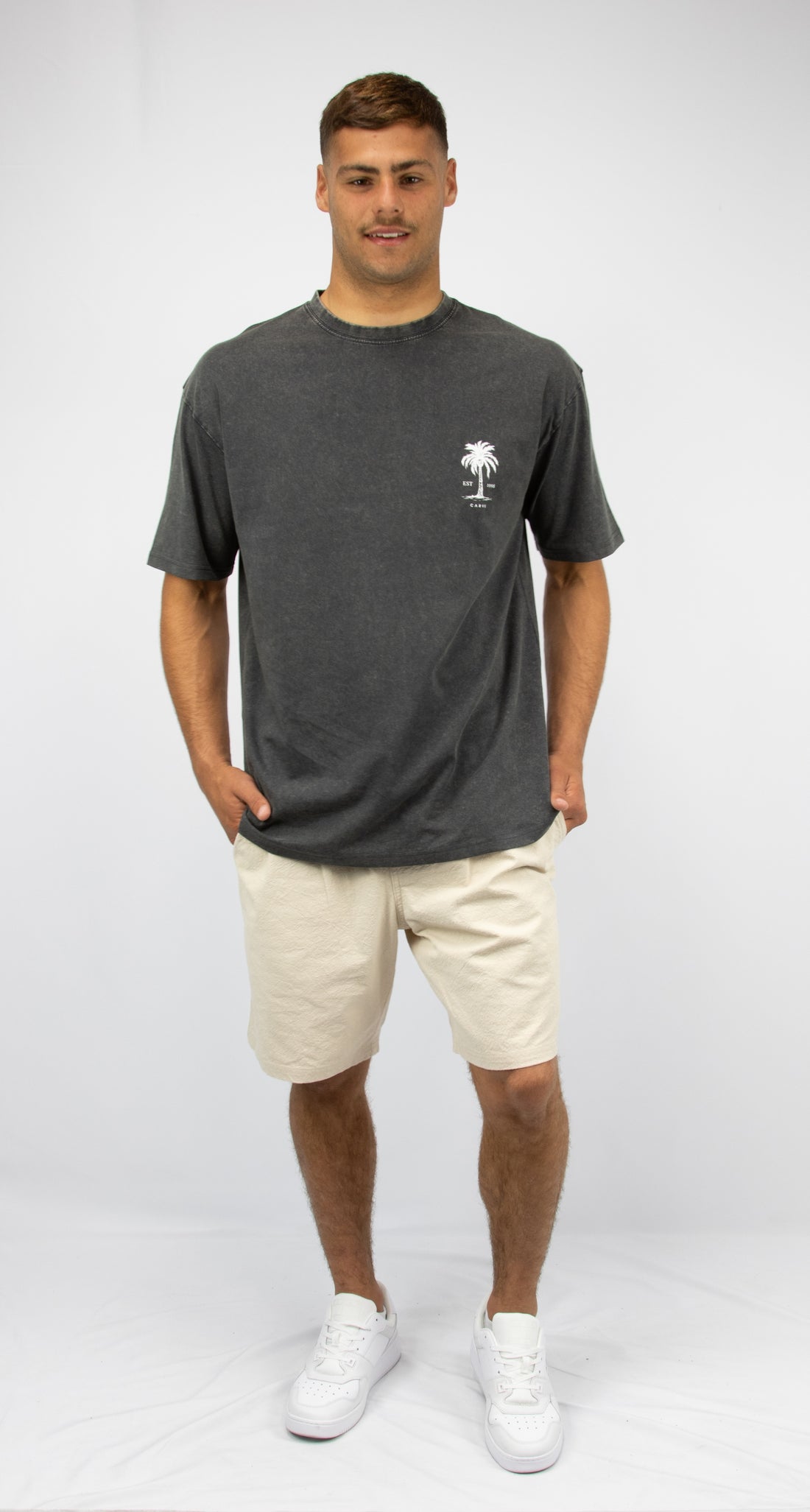 CARVE ARECA OVERSIZED TEE - WASHED CHARCOAL