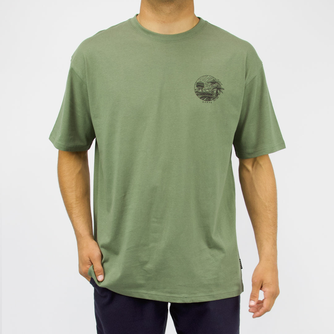CARVE EVENTIDE OVERSIZED TEE - MOSS GREEN