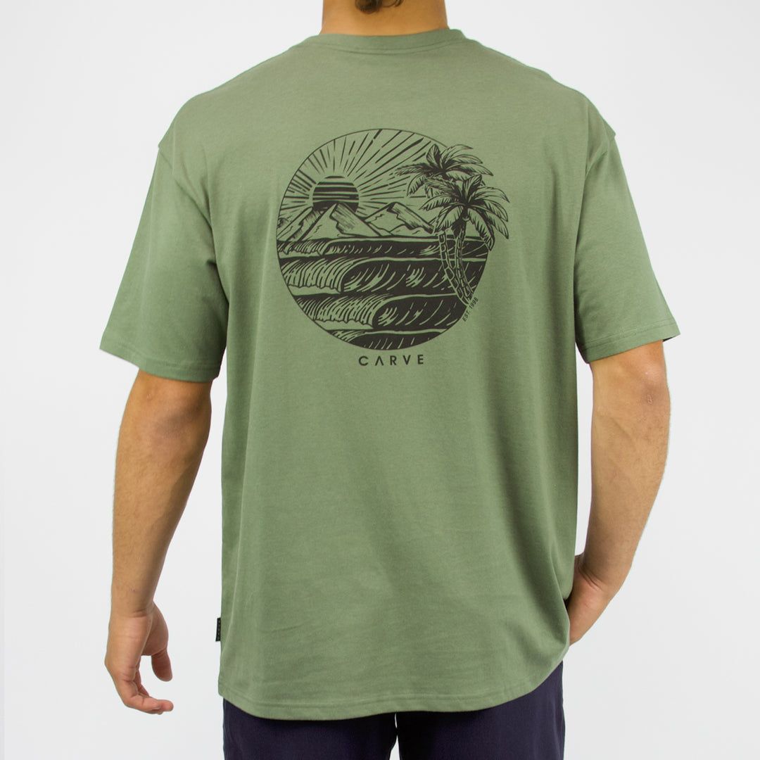 CARVE EVENTIDE OVERSIZED TEE - MOSS GREEN