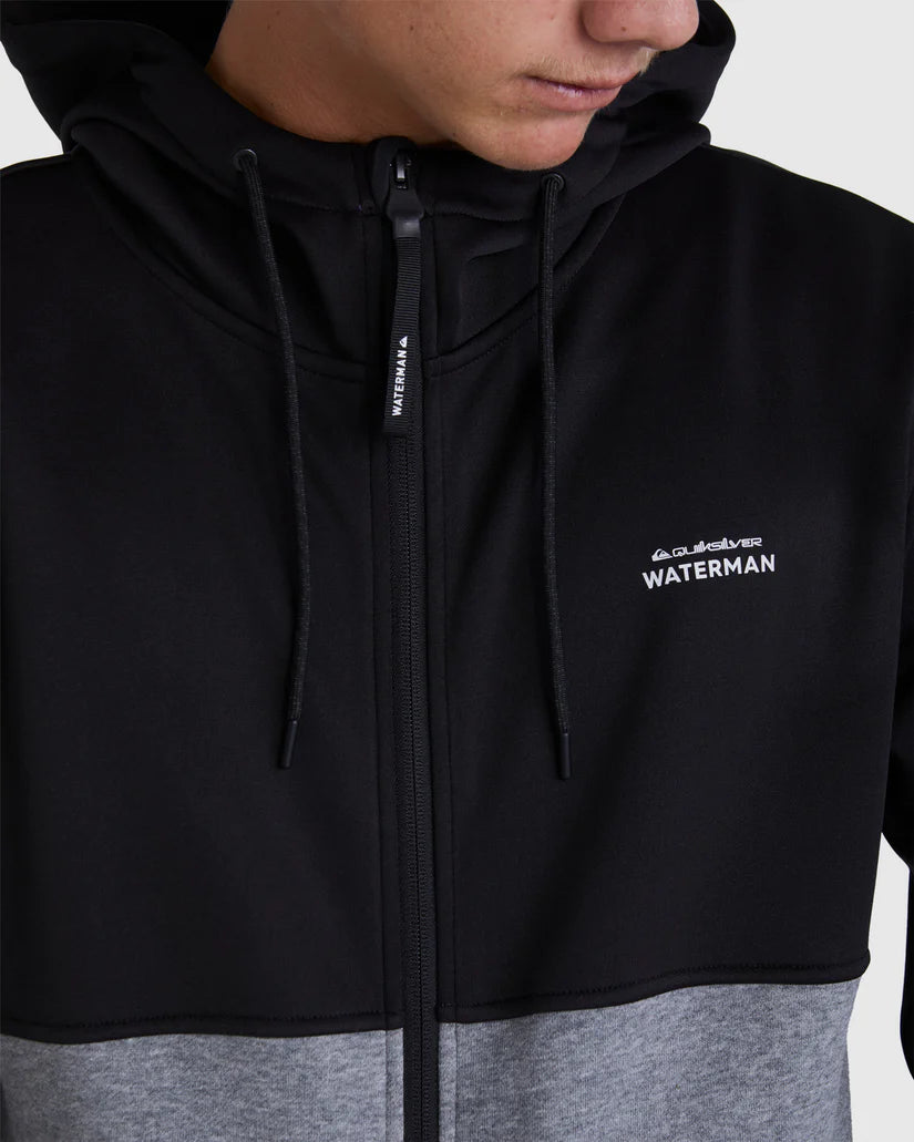 QUIKSILVER MENS BURNZ ZIP THRU HOODIE - BLACK/GREY