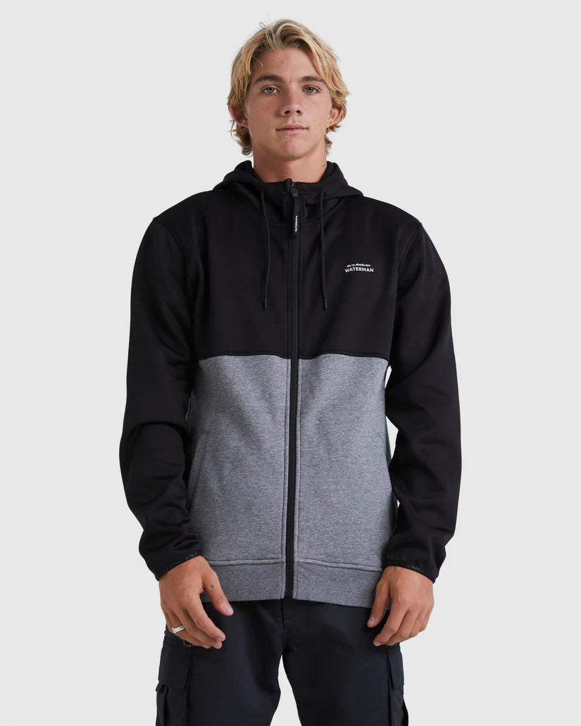 QUIKSILVER MENS BURNZ ZIP THRU HOODIE - BLACK/GREY