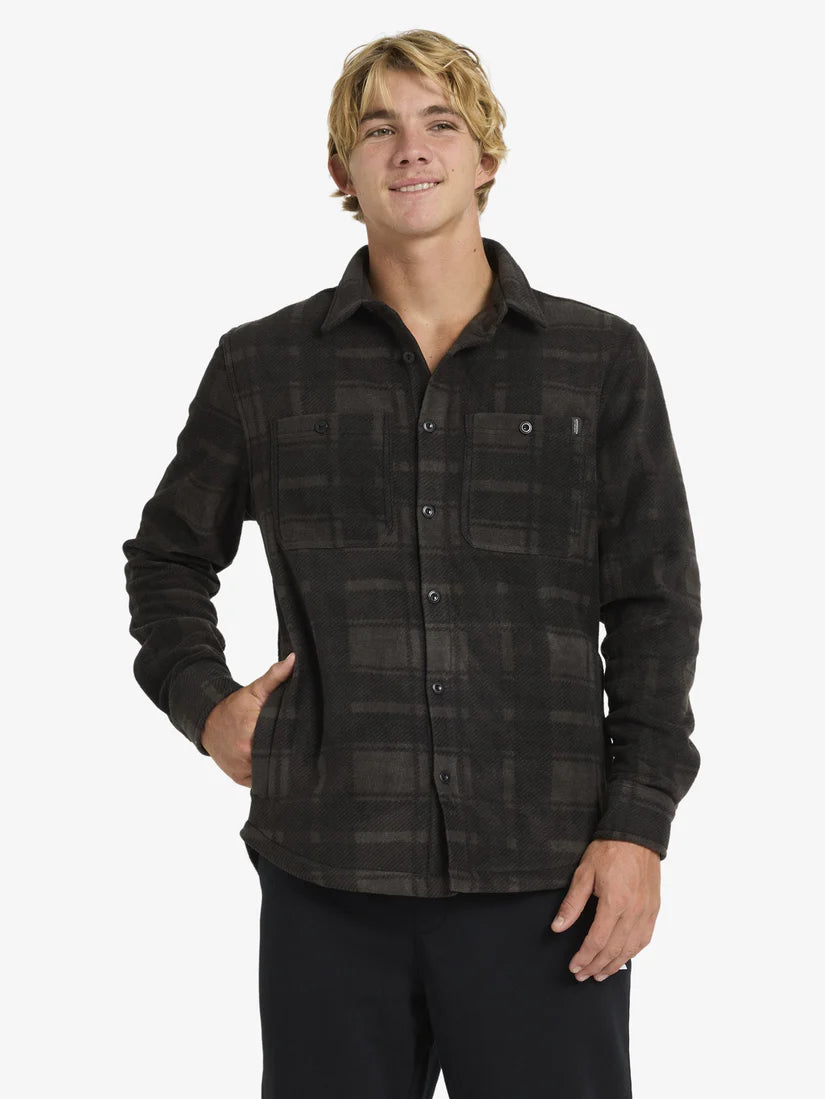 QUIKSILVER MENS NORTH SEA EXPEDITION LONG SLEEVE SHIRT - ESPRESSO NORTH SEA