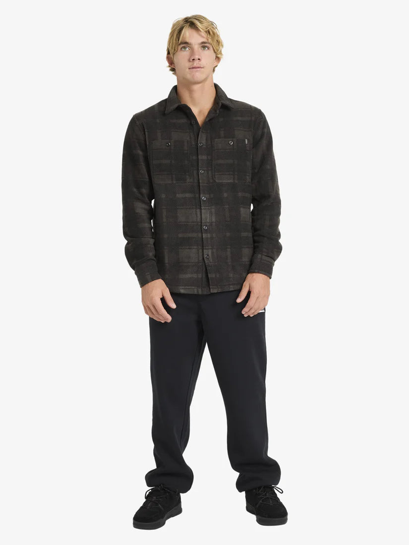 QUIKSILVER MENS NORTH SEA EXPEDITION LONG SLEEVE SHIRT - ESPRESSO NORTH SEA
