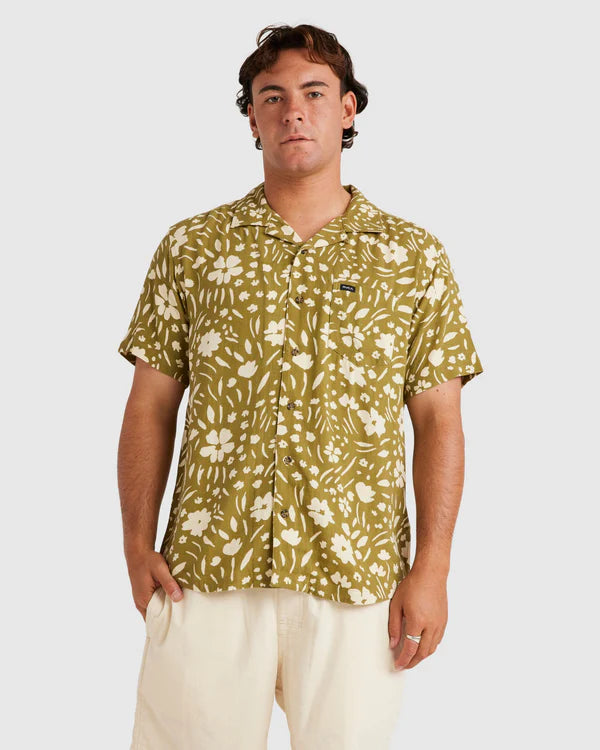 RVCA WILDFLOWER SS SHIRT - MOSS