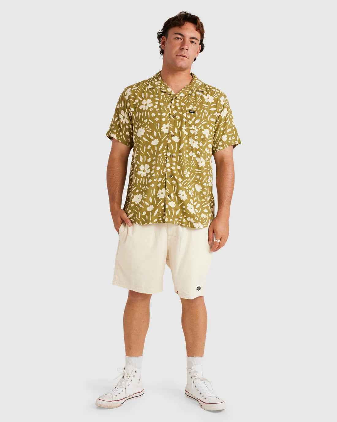 RVCA WILDFLOWER SS SHIRT - MOSS