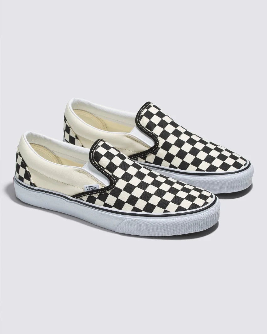 VANS CLASSIC SLIP ON - BLACK AND WHITE CHECKER/WHITE