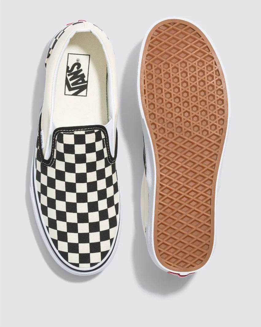 VANS CLASSIC SLIP ON - BLACK AND WHITE CHECKER/WHITE