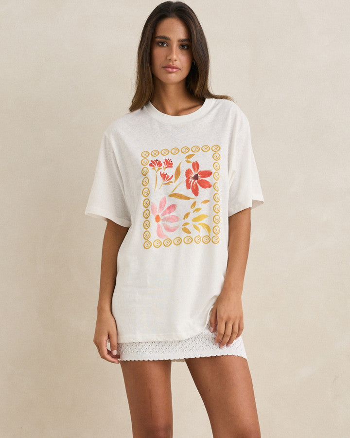 RHYTHM WILDFLOWER OVERSIZED T-SHIRT - VINTAGE WHITE