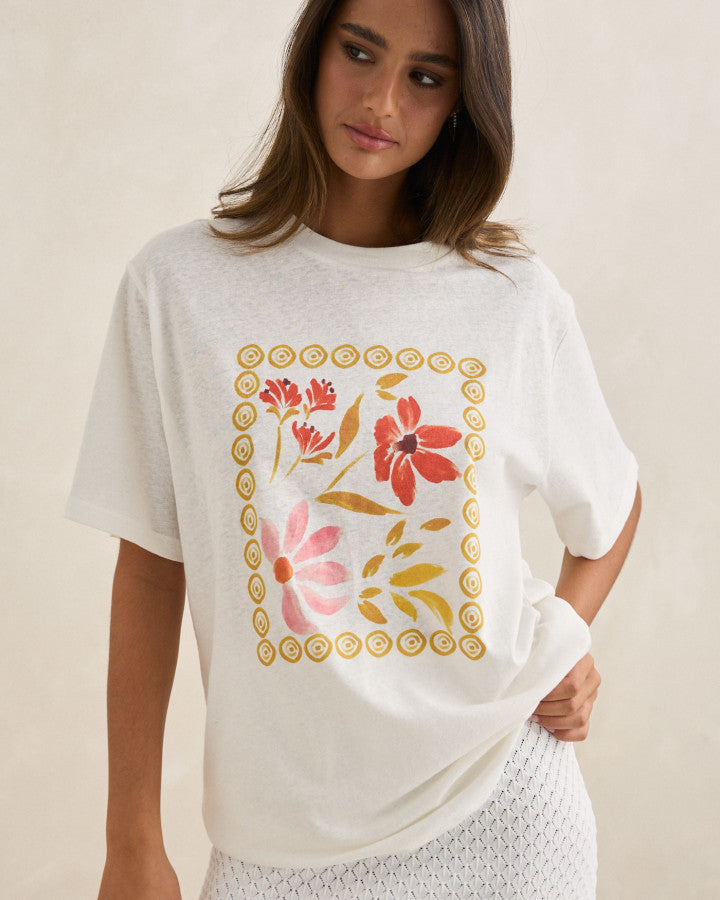 RHYTHM WILDFLOWER OVERSIZED T-SHIRT - VINTAGE WHITE