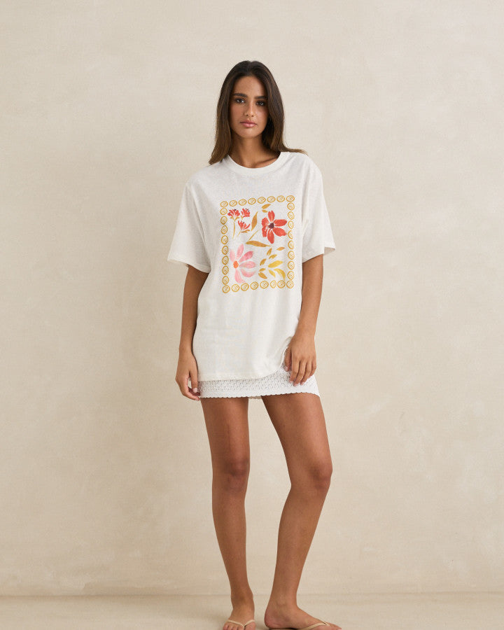 RHYTHM WILDFLOWER OVERSIZED T-SHIRT - VINTAGE WHITE