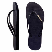 HAVAIANAS SLIM METAL LOGO BLACK SILVER Chozen Surf