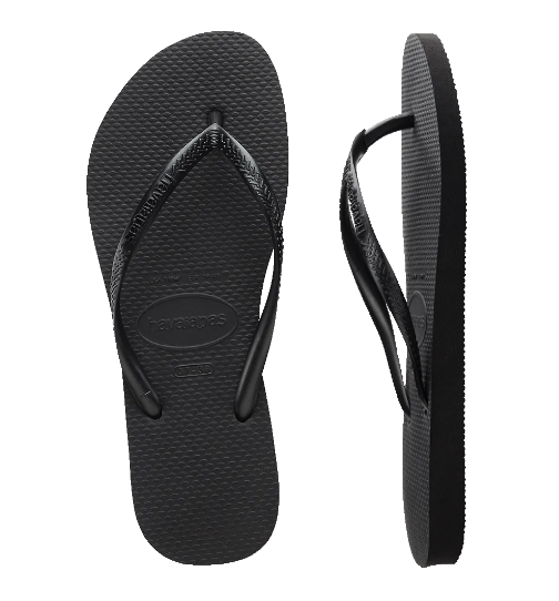 HAVAIANA SLIM BASIC THONGS - BLACK