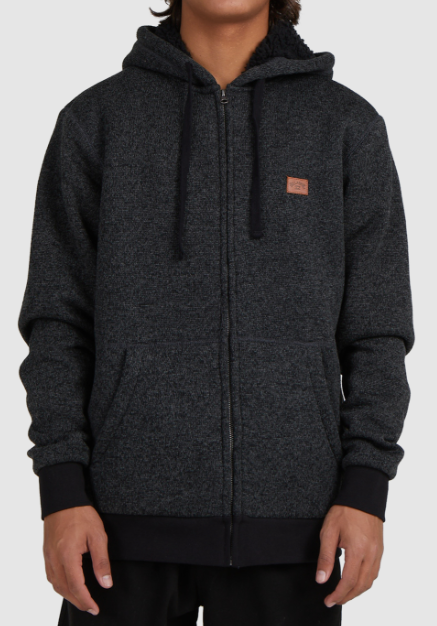 BILLABONG REVOLT ZIP THRU HOOD- BLACK HEATHER