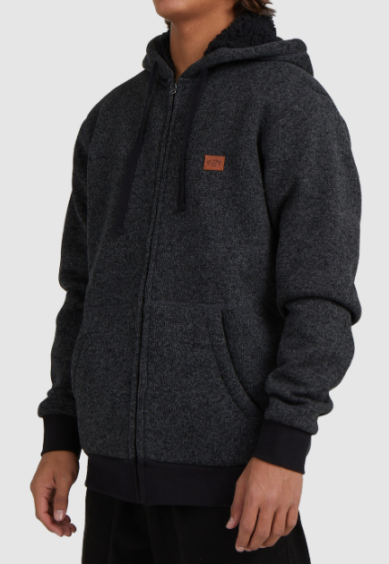 BILLABONG REVOLT ZIP THRU HOOD- BLACK HEATHER